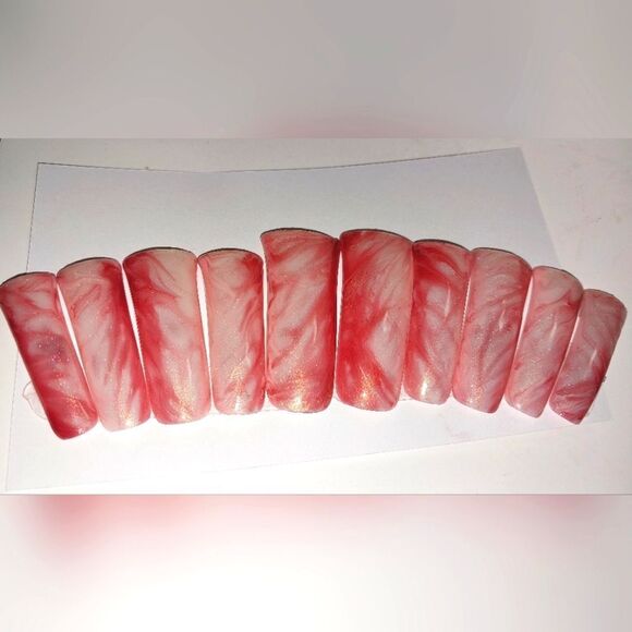 Hand crafted custom 10pc duck shape acrylic press on nails sz large - Picture 5 of 8